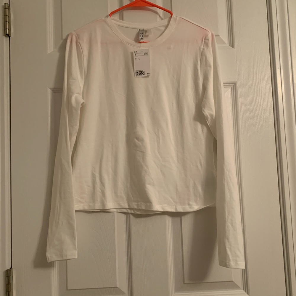 H&M White Long Sleeve Shirt Large